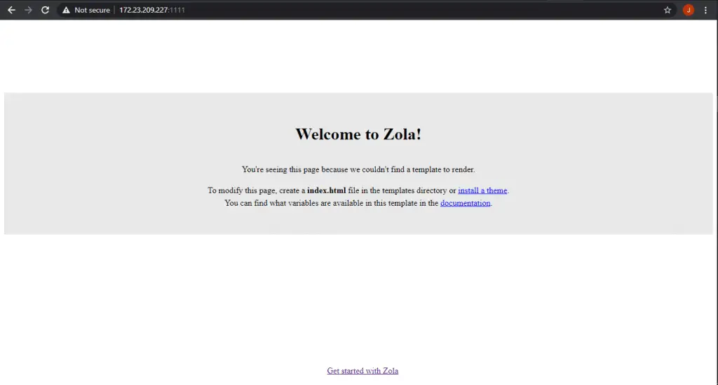 Install and Use Zola Static Site generator 1 zola first serve