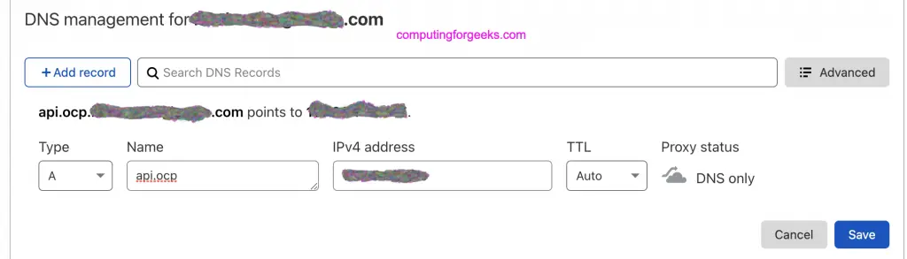 How To Install OKD OpenShift 4.7 Cluster on OpenStack 2 openshift api dns record