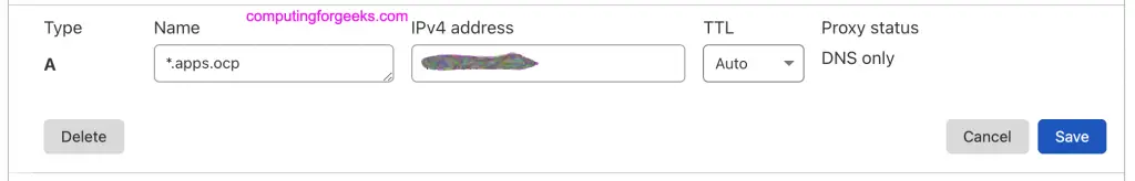 How To Install OKD OpenShift 4.7 Cluster on OpenStack 3 openshift ingress dns record