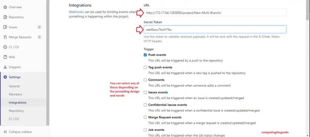 How To Use Multi-Branch Pipeline in Jenkins 18 gitlab webhook details url token