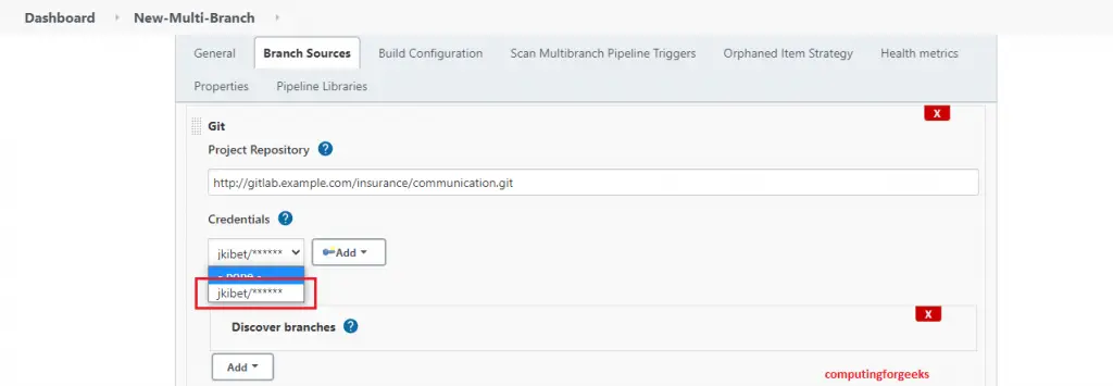 How To Use Multi-Branch Pipeline in Jenkins 14 jenkins choose the username password we added