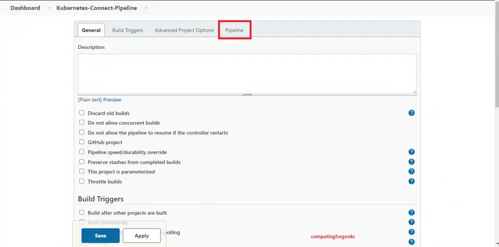 How To Add Multiple Kubernetes Clusters to Jenkins 13 kubernetes jenkins click on pipeline on the config page step4