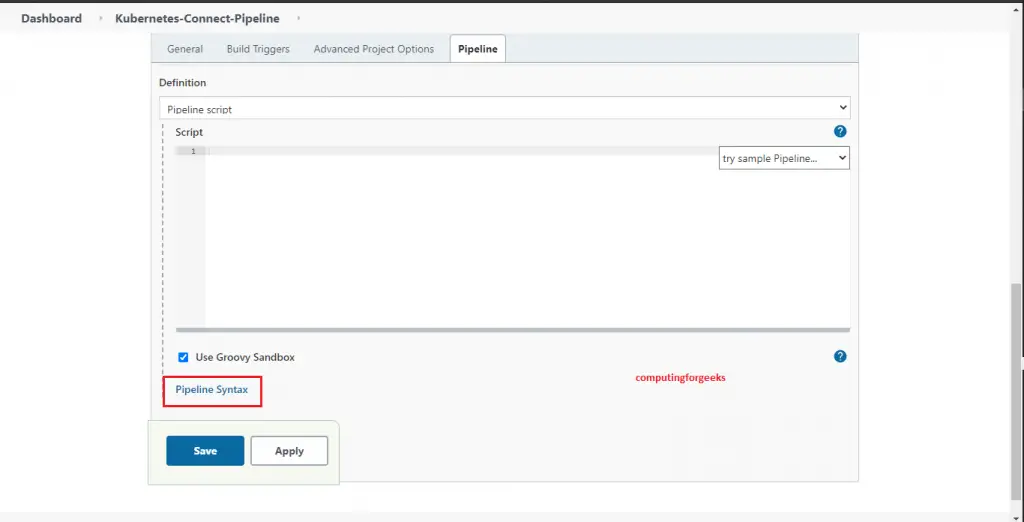 How To Add Multiple Kubernetes Clusters to Jenkins 14 kubernetes jenkins click on the pipeline syntax step4
