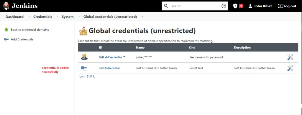 How To Add Multiple Kubernetes Clusters to Jenkins 10 kubernetes jenkins manage credentials credentials added and displayed step3