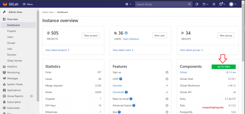 Gitlab up to date