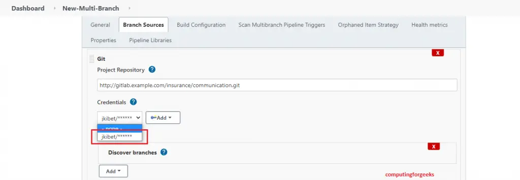 Separate Jenkinsfiles from Sources and Prevent unwarranted editing 11 jenkins choose the username password we added