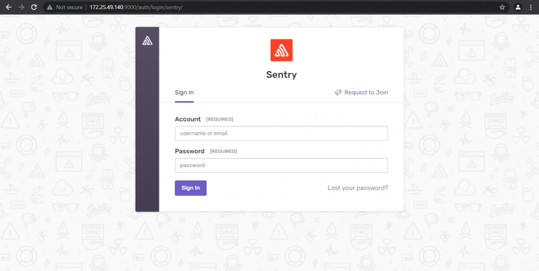 sentry login page