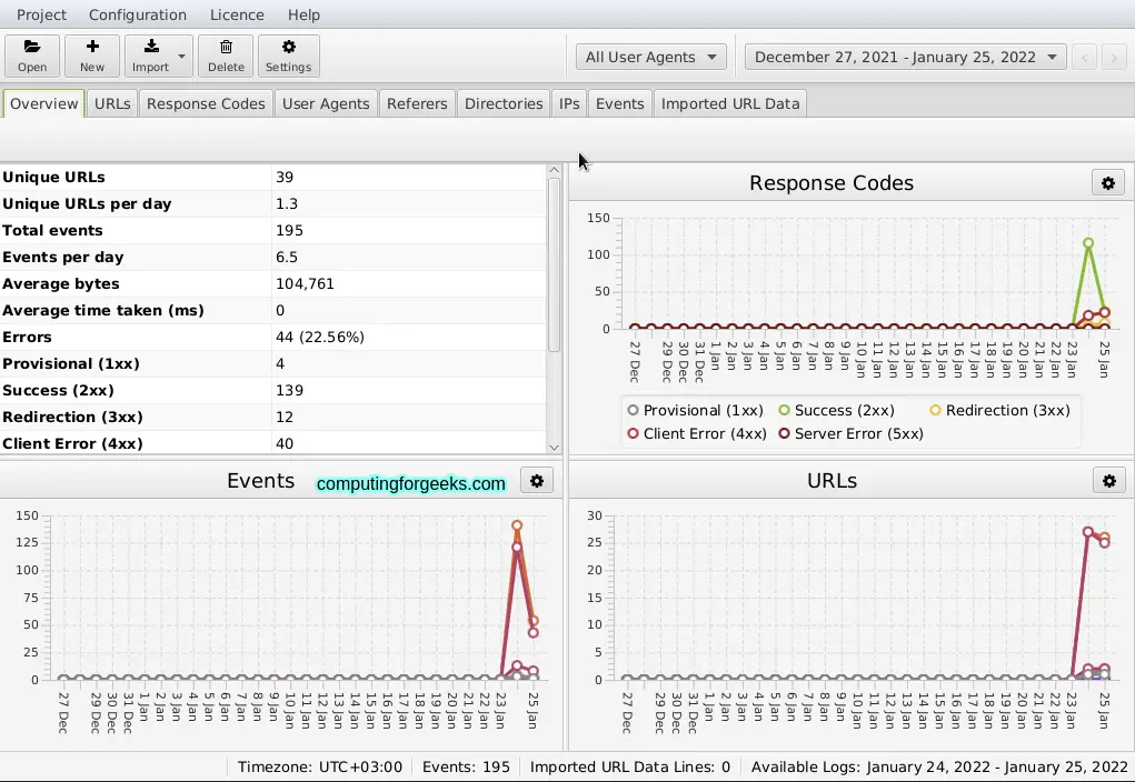 Analyze Nginx Apache Log Files using SEO Log File Analyser 7