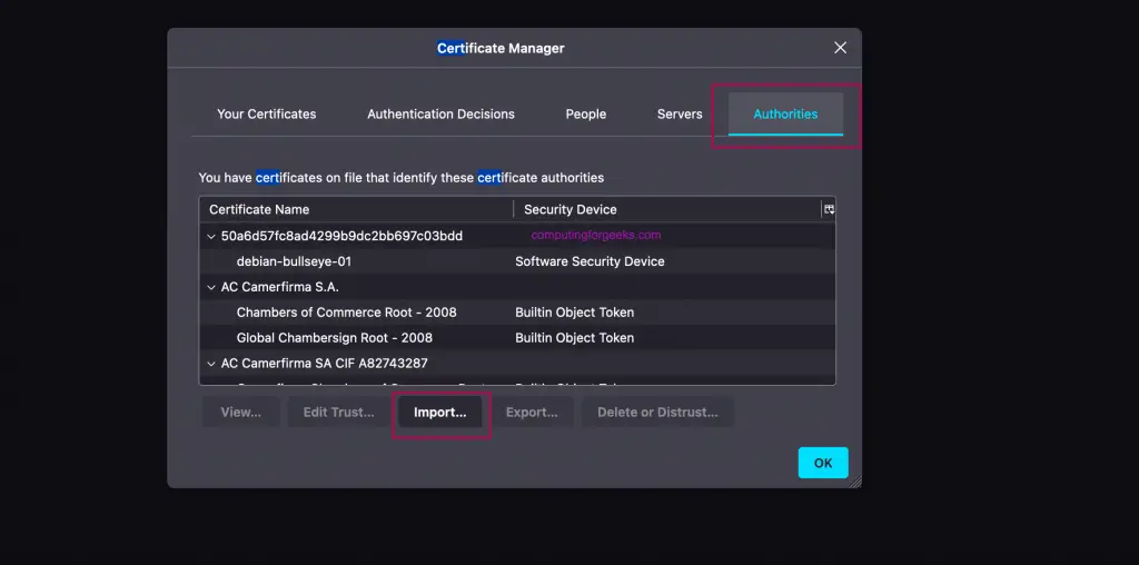 Configuring oVirt / RHEV Manager Certificate Security on browser 5 Configuring oVirt RHEV Manager Certificate Security on browser 04