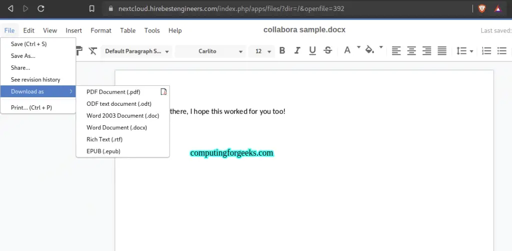 Deploy Collabora Online Office on Ubuntu with Let's Encrypt SSL 6 Deploy Collabora Online Office on Ubuntu 20.0418.04 with Lets Encrypt SSL 5