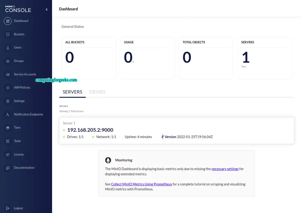 Deploy MinIO Storage on Rocky Linux 8|AlmaLinux 8|CentOS 8 2 Deploy MinIO Storage Server on CentOS 8 Rocky Linux 8 1