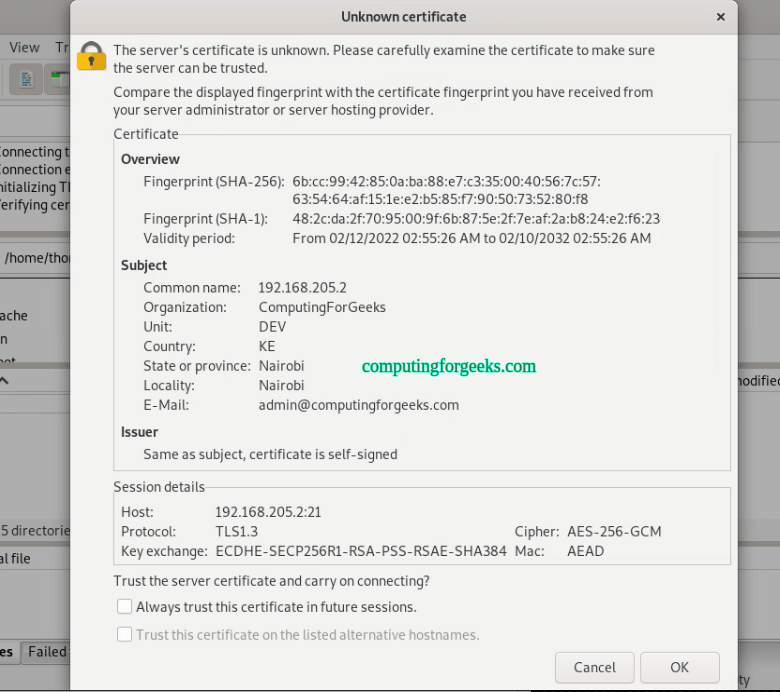 Configure Vsftpd FTP Server on Rocky Linux AlmaLinux 4