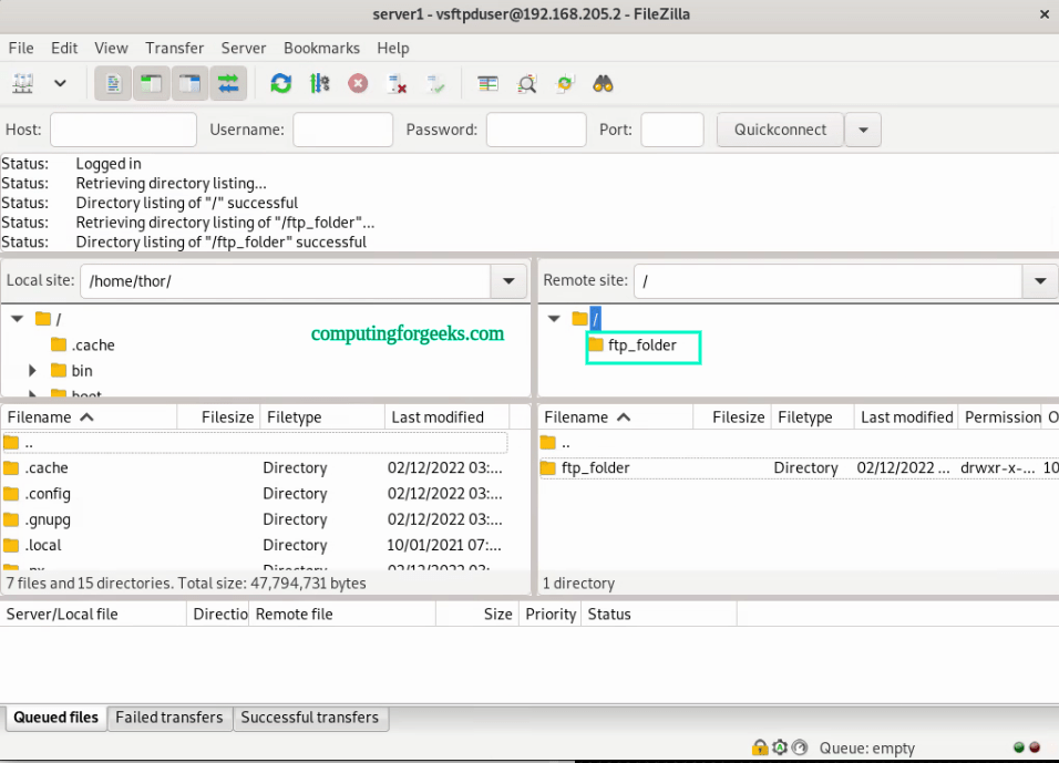 Configure Vsftpd FTP Server on Rocky Linux AlmaLinux 5