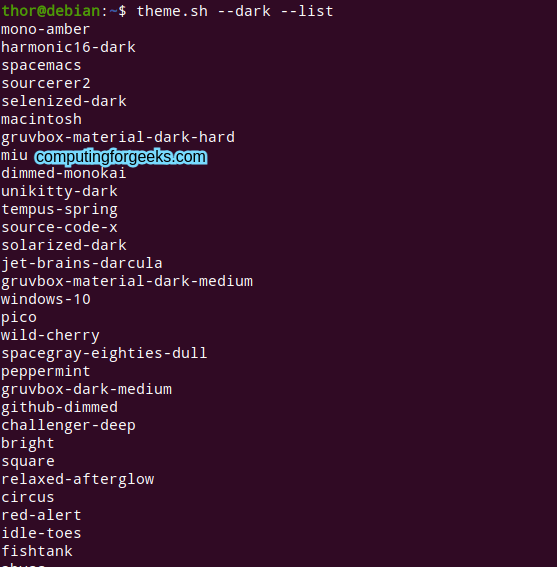 Easily Change Linux/macOS Terminal Theme using theme.sh 2 How To Easily Change LinuxmacOS Terminal Theme using theme.sh 1