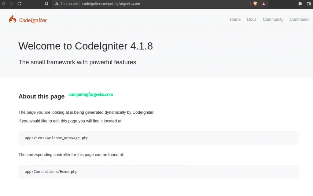 Install and Use CodeIgniter 4 on Debian 12/11/10 3 Install and Use CodeIgniter 4 PHP Framework on Debian 2