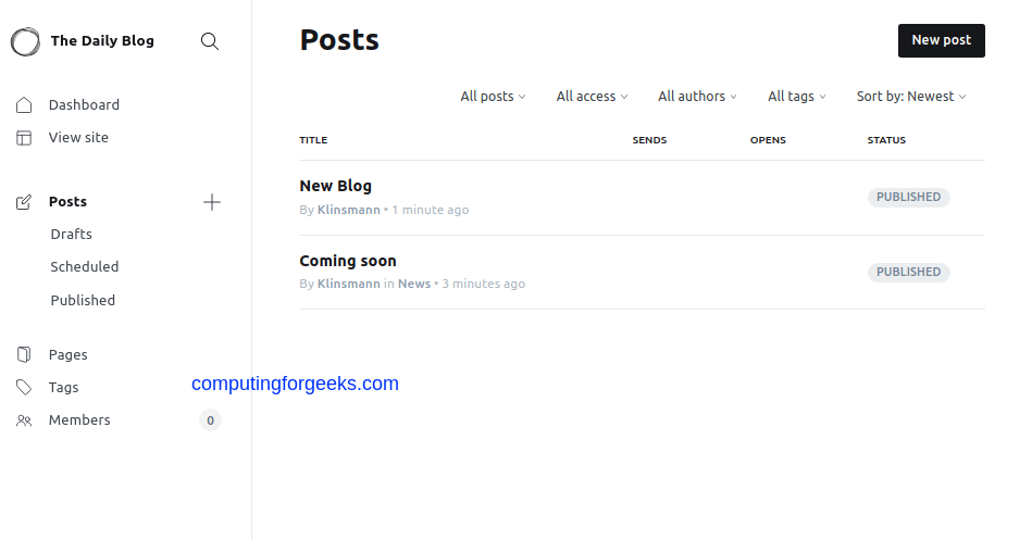 How To Run Ghost CMS in Docker Containers 4