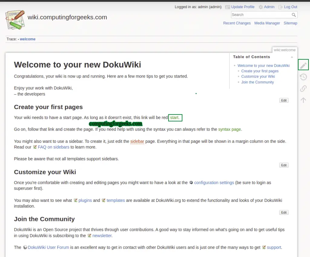 Install DokuWiki on Rocky Linux 8/AlmaLinux 8 With Let's Encrypt SSL 9 Install DokuWiki on Rocky Linux AlmaLinux With Lets Encrypt SSL 12