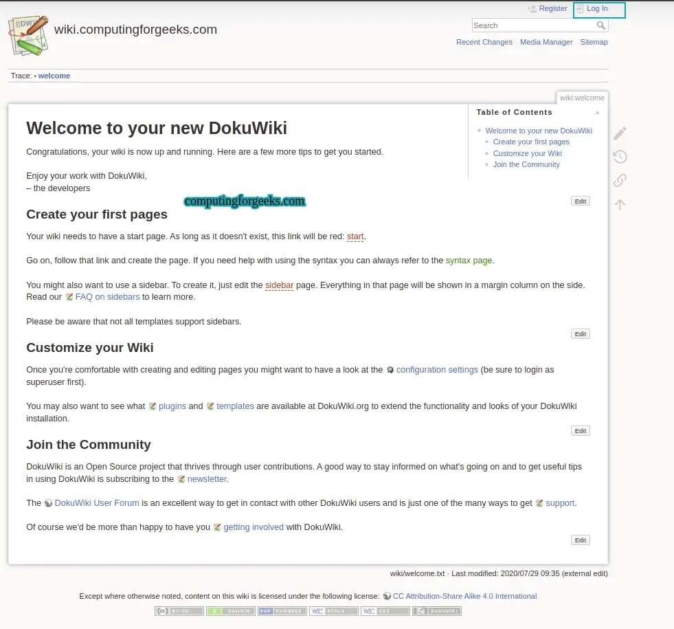 Install DokuWiki on Rocky Linux 8/AlmaLinux 8 With Let's Encrypt SSL 3 Install DokuWiki on Rocky Linux AlmaLinux With Lets Encrypt SSL 2
