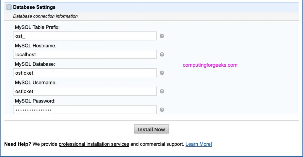 Install osTicket on CentOS 7 / RHEL 7 with Let's Encrypt 2 install osticket configure database