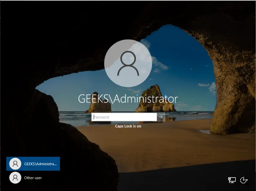 Install Active Directory Domain Services in Windows Server 2022 21 17 Login after reboot