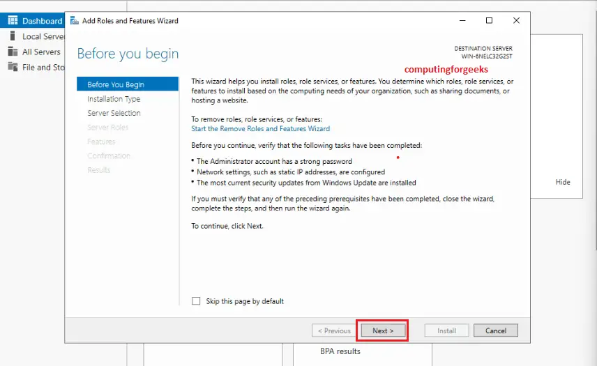 Install Active Directory Domain Services in Windows Server 2022 3 2 Add Roles and Features wizard