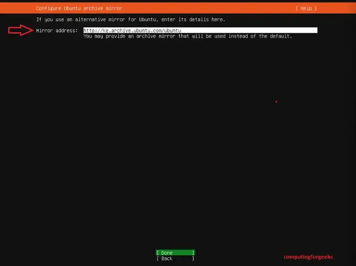 Install Ubuntu Server 22.04 (Jammy Jellyfish) Step by Step 7 4 mirror address configuration ubuntu server 22.04