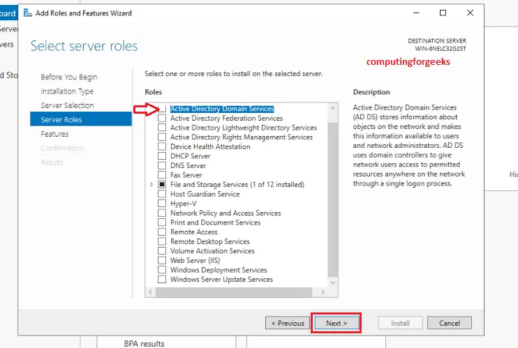 Install Active Directory Domain Services in Windows Server 2022 6 5 Server Roles