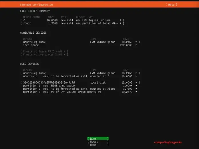 Install Ubuntu Server 22.04 (Jammy Jellyfish) Step by Step 9 5 storage configuration confirm ubuntu server 22.04