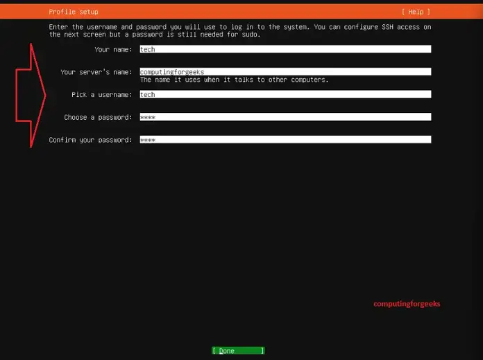 Install Ubuntu Server 22.04 (Jammy Jellyfish) Step by Step 11 6 user profile setup