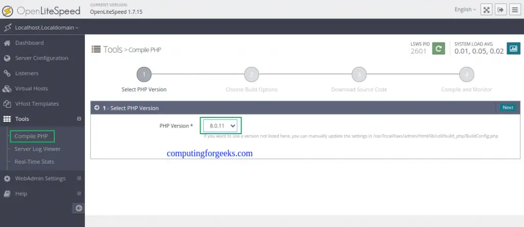 Install and Configure OpenLiteSpeed on RHEL 8 / Rocky Linux 8 3 Install and Configure OpenLiteSpeed on RHEL Rocky Linux 2