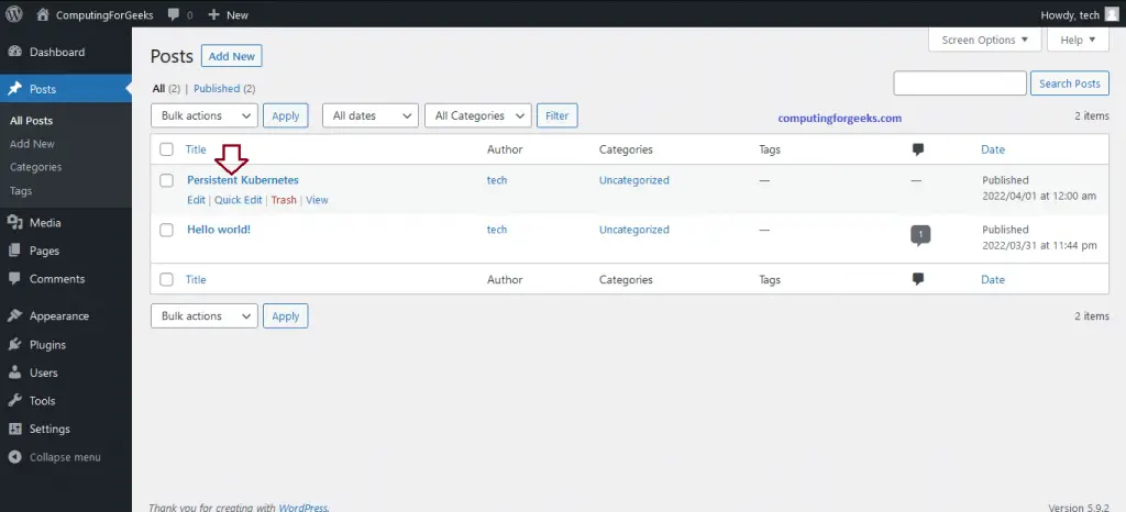 How To Provision PV on Kubernetes using Local Path Provisioner 8 wordpress postconfirm 8