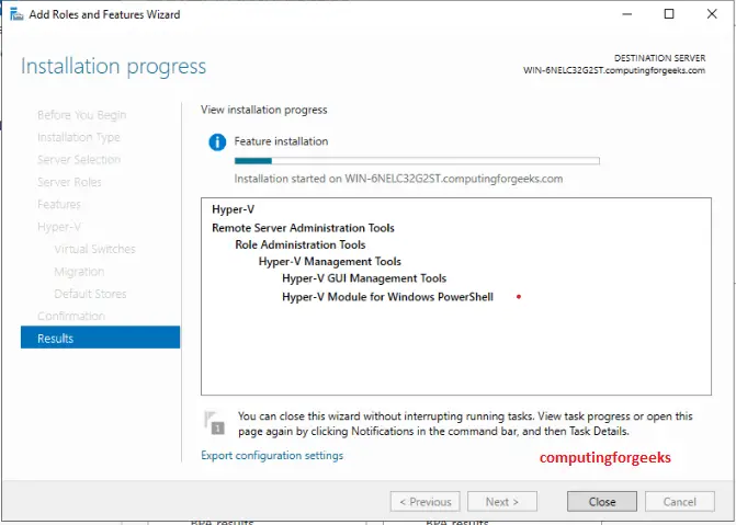 11 hyper v installation progress