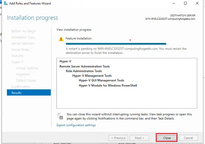 12 hyper v installation complete