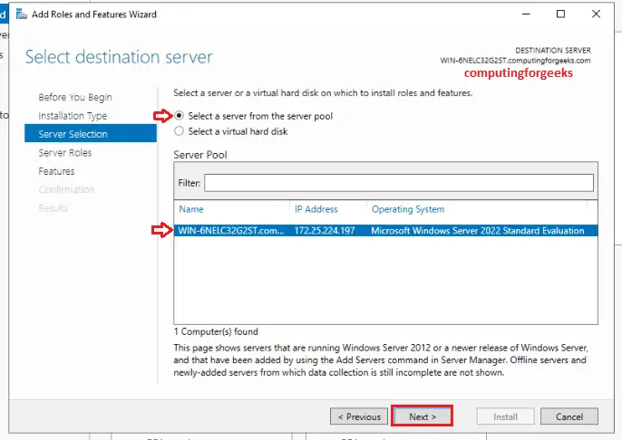 4 hyper v select destination server