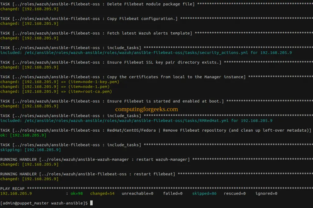 Deploy Wazuh Security Platform on Linux using Ansible