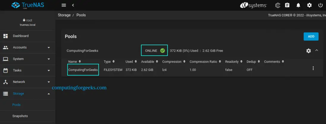 How To Install and Configure TrueNAS CORE 13 Storage | ComputingForGeeks