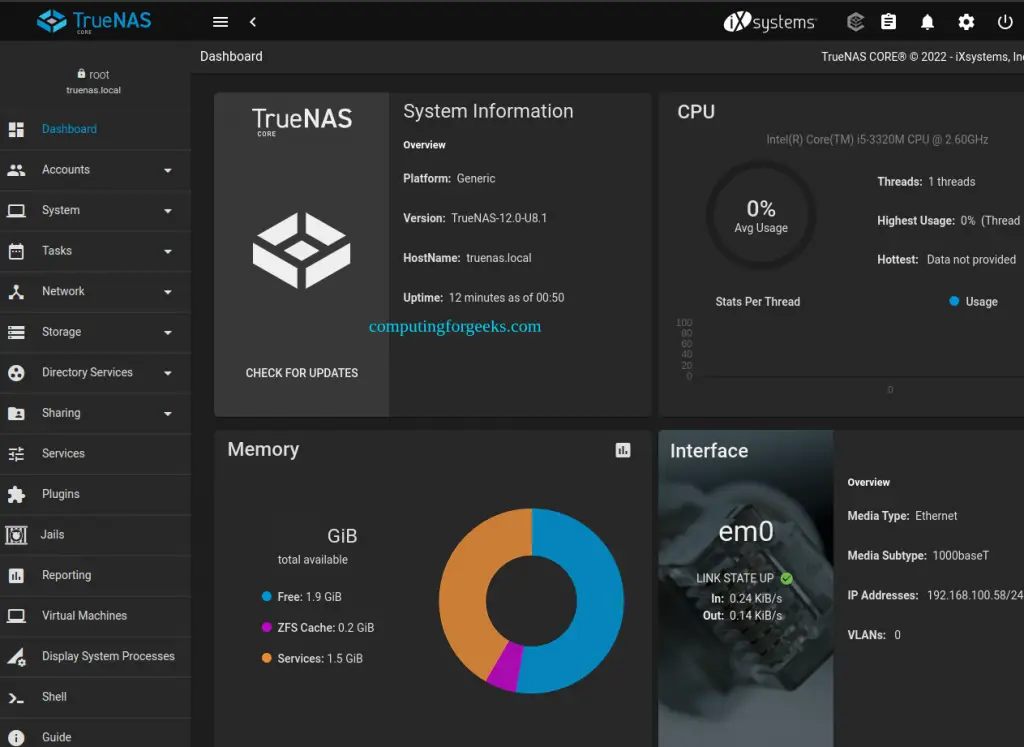 How To Install and Configure TrueNAS CORE 13 Storage 12 How To Install and Configure TrueNAS CORE 12 Storage 9