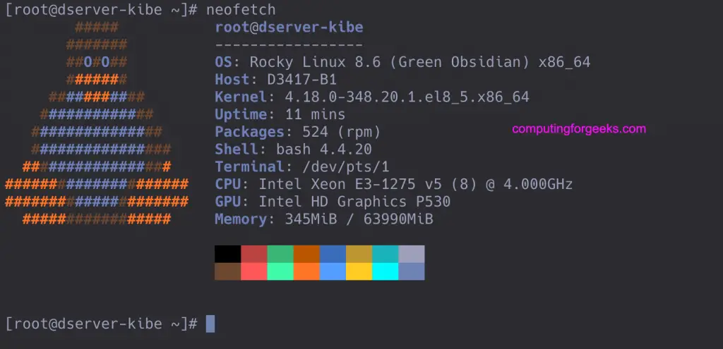 Install Rocky Linux 8 on Hetzner Root Server 4 neofetch rocky linux