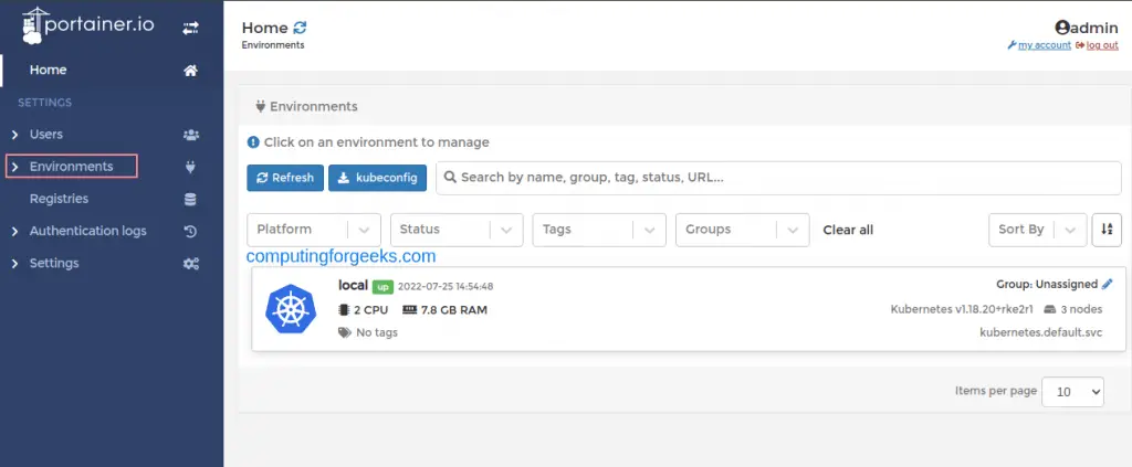 How To Manage Kubernetes Cluster using Portainer Dashboard 4 Kubernetes Cluster using Portainer Web Dashboard 3