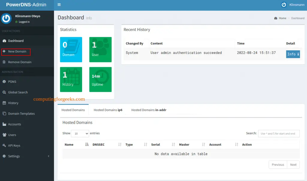 Configure PowerDNS and PowerDNS Admin on Rocky Linux 9|8 6 PowerDNS and PowerDNS Admin on Rocky Linux 98 5
