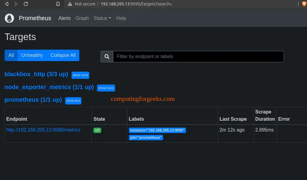 Install Prometheus with Node Exporter on Rocky Linux 9/AlmaLinux 9 4 Prometheus with Node Exporter 2