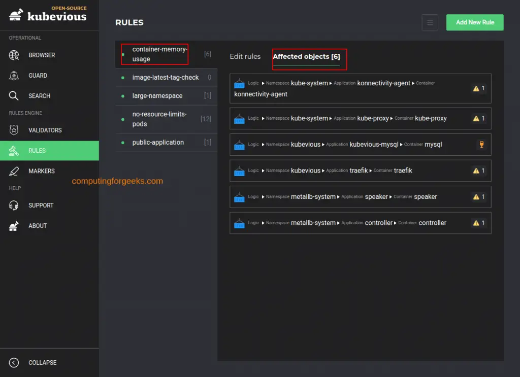 How To Manage Kubernetes Cluster with Kubevious 6 Manage Kubernetes Cluster with Kubevious 5