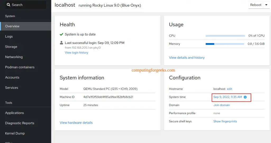 Manage Rocky Linux 9 / AlmaLinux 9 using Cockpit Dashboard 6 Rocky LinuxAlmaLinuxusing Cockpit Dashboard 5
