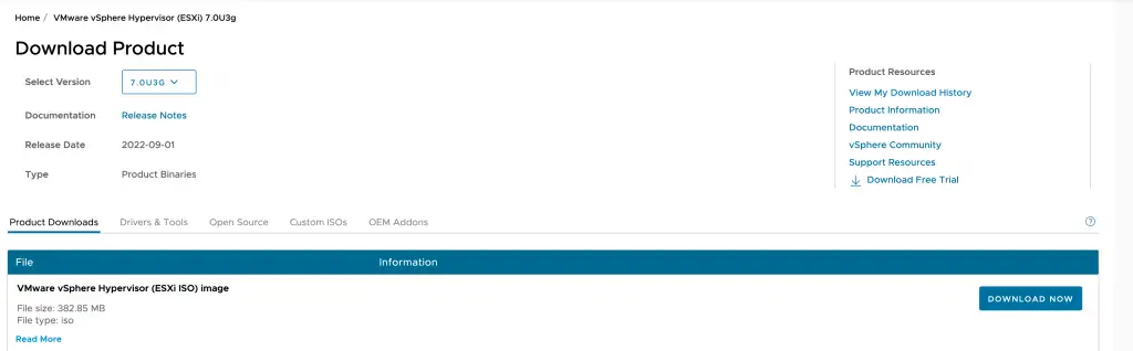 Install VMware vSphere ESXi 7 on Intel NUC 10/11 5 download iso 02