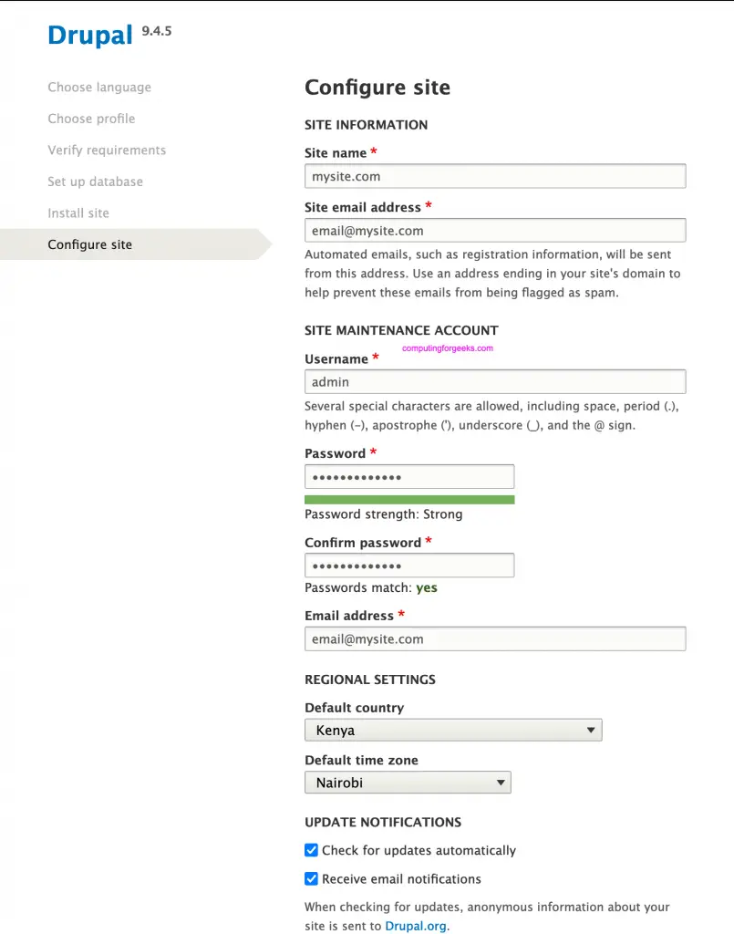 How To Install Drupal 9 CMS on Ubuntu 20.04 4 drupal set admin configure