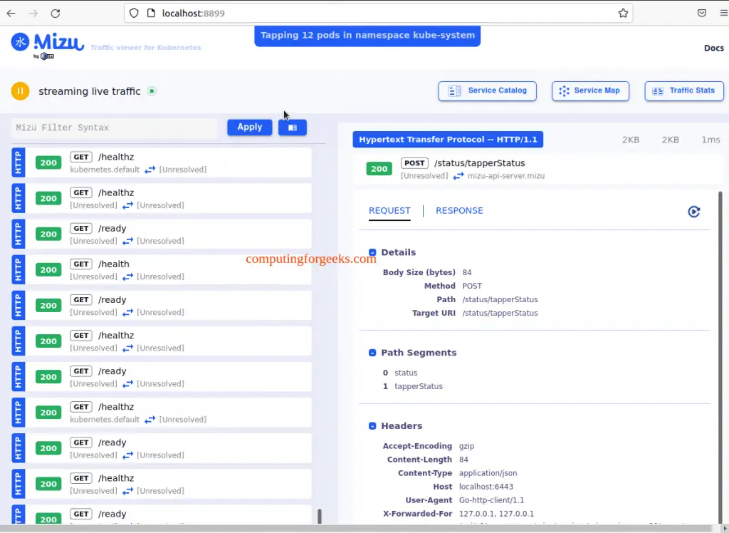 View and Analyze Kubernetes API Traffic using Kubeshark 2 Analyze Kubernetes API Traffic using Mizu