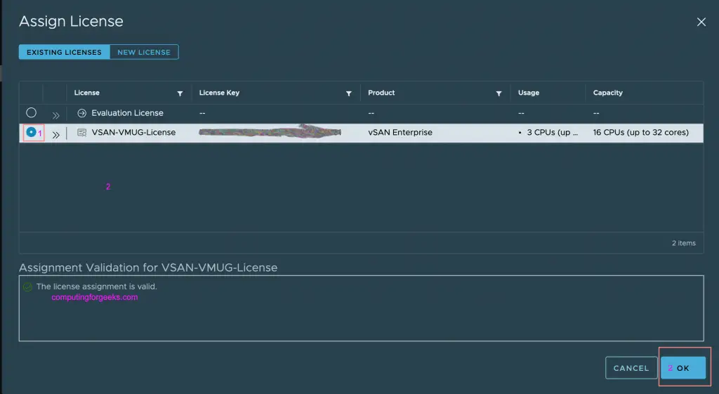 Adding New License Key To VMware vCenter Server / VSAN 13 VSAN License keys 05