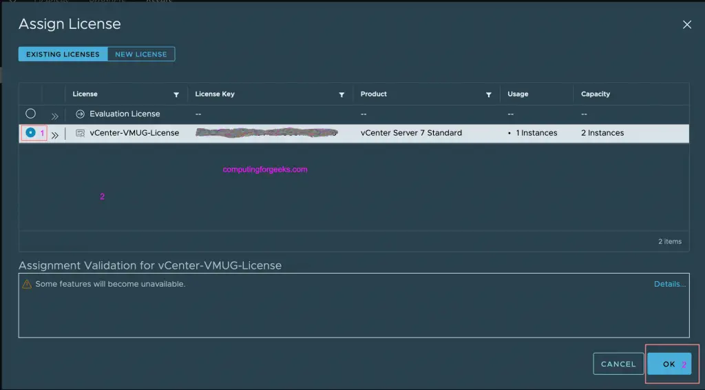 Adding New License Key To VMware vCenter Server / VSAN 9 vCenter License keys 07