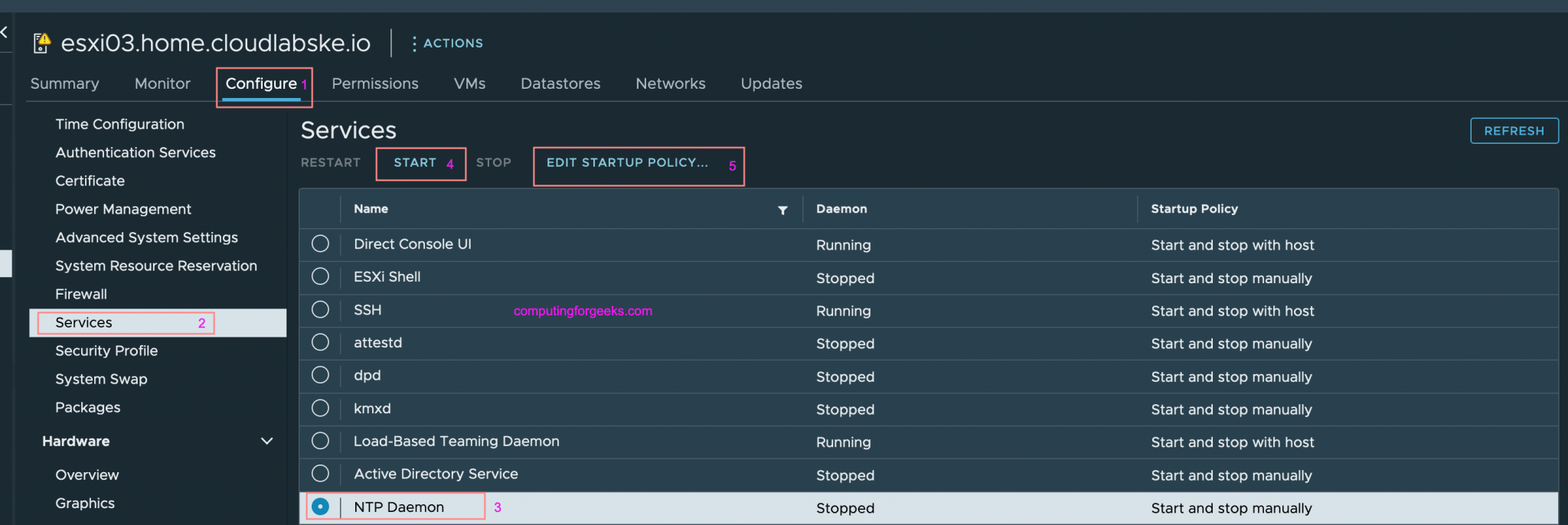 How to configure ntp time on vsphere esxi vcenter computingforgeeks