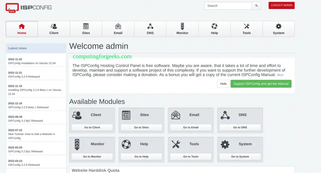How To Install ISPConfig Control Panel on Ubuntu 22.04 3 ISPConfig Control Panel on Ubuntu 22.04 2